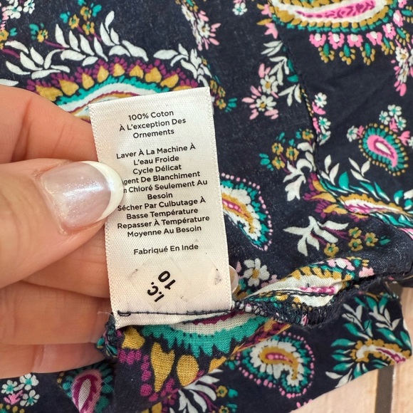 Talbots Navy Multicolored Paisley Sleeveless Blouse Tank Size Small Cotton - Picture 6 of 7